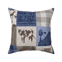 Cow Farm Quilt - Soft Brown And Navy blue