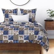 Cow Farm Quilt - Soft Brown And Navy blue