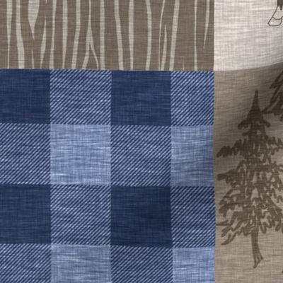 Cow Farm Quilt - Soft Brown And Navy blue