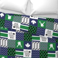 Women's Hockey//Green & Blue - Wholecloth Cheater Quilt