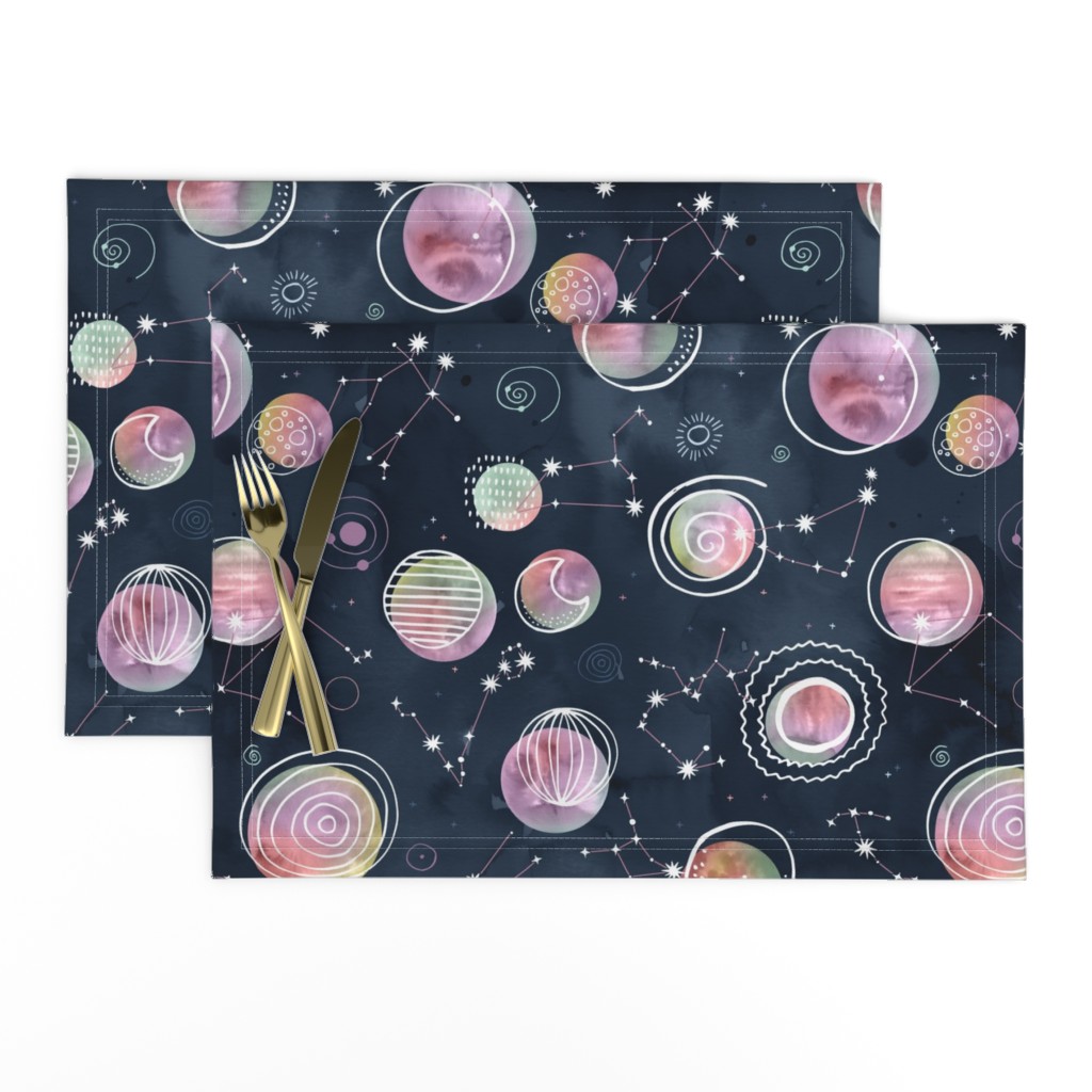 Cosmic Harmony - Watercolor Planets and Constellations