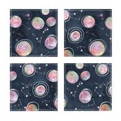 Cosmic Harmony - Watercolor Planets and Constellations