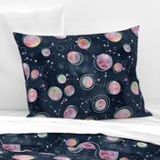 Cosmic Harmony - Watercolor Planets and Constellations