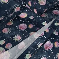 Cosmic Harmony - Watercolor Planets and Constellations