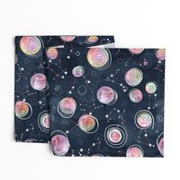 Cosmic Harmony - Watercolor Planets and Constellations