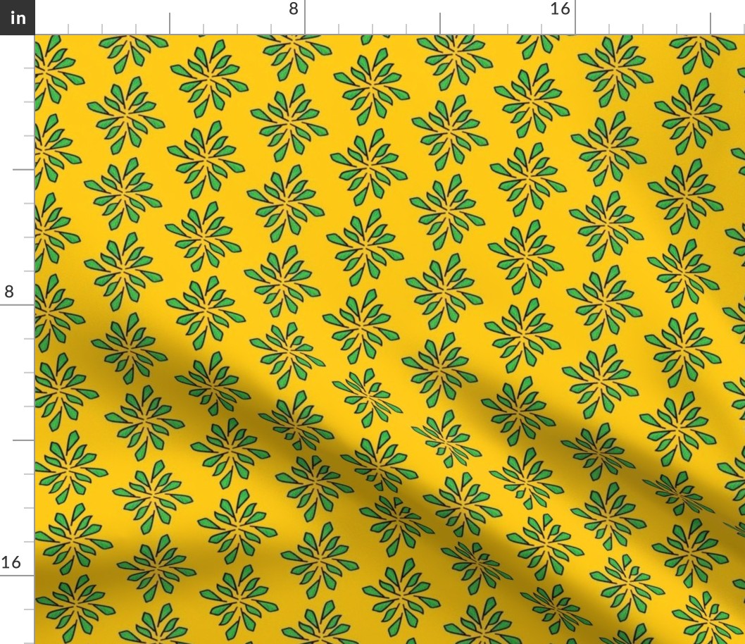 Leafy Green - Gold background