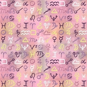 Cosmic Poetry - Colorful Astrological Signs / Pink