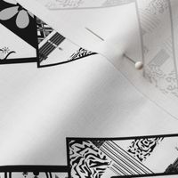 Black and white ornamental abstract patchwork