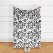 Black and white ornamental abstract patchwork