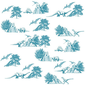 French Pastoral Toile Fabric 108 Wide (Blue) #596
