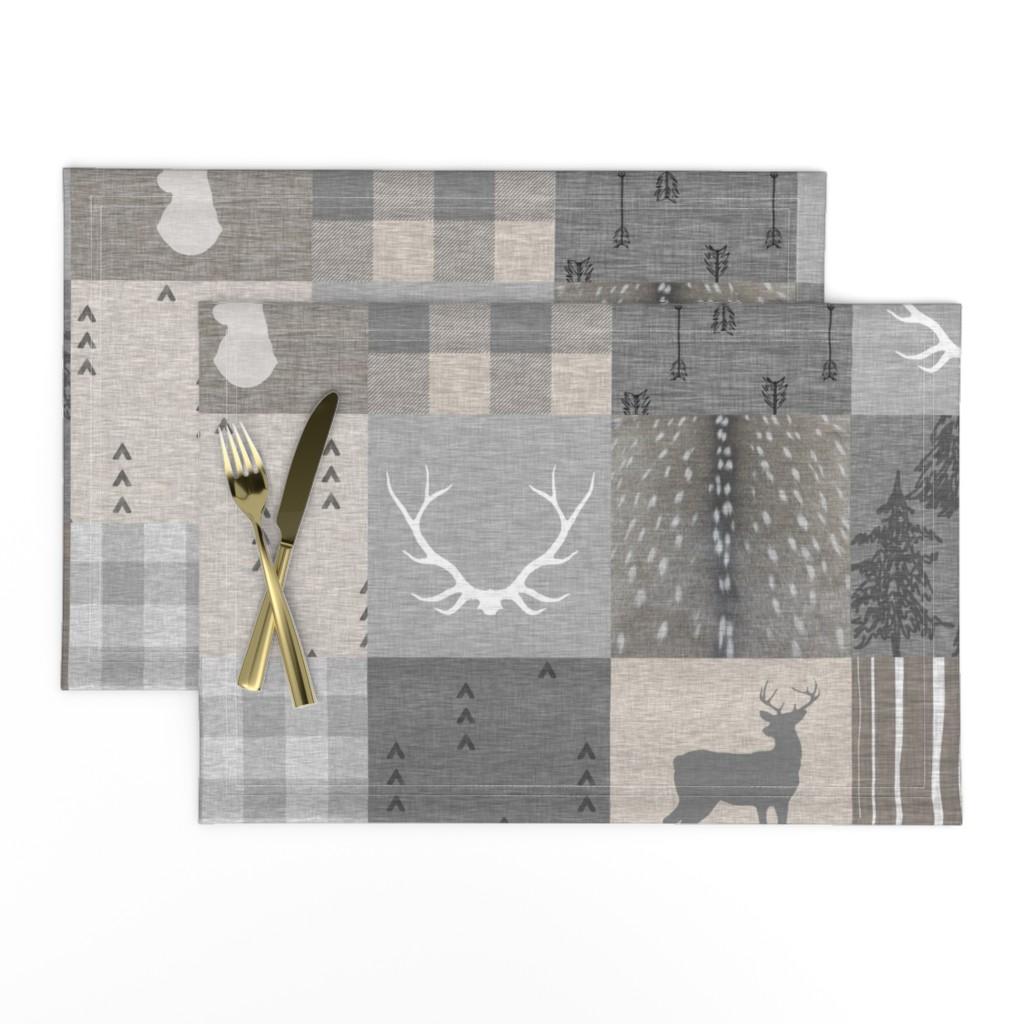 Rustic Woodland Neutrals Quilt - no little man - Beige, grey, taupe