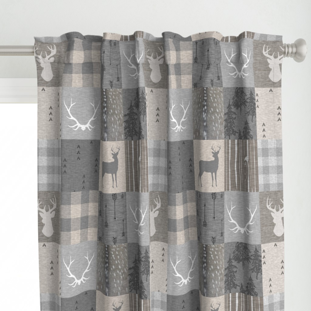 Rustic Woodland Neutrals Quilt - no little man - Beige, grey, taupe