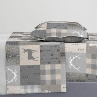 Rustic Woodland Neutrals Quilt - no little man - Beige, grey, taupe