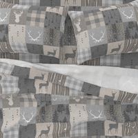 Rustic Woodland Neutrals Quilt - no little man - Beige, grey, taupe