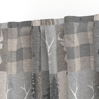 Rustic Woodland Neutrals Quilt - no little man - Beige, grey, taupe