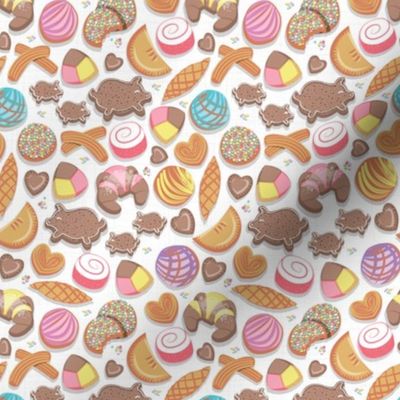 Tiny scale // Mexican Sweet Bakery Frenzy // white background // pastel colors pan dulce