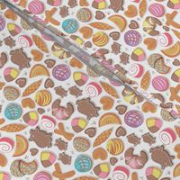 Tiny scale // Mexican Sweet Bakery Frenzy // white background // pastel colors pan dulce