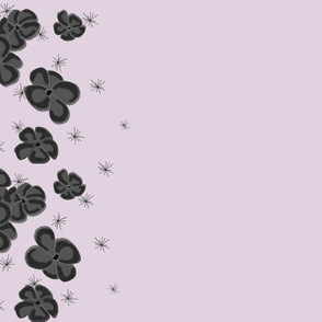 Black and Gray Painted Poppies on Lilac