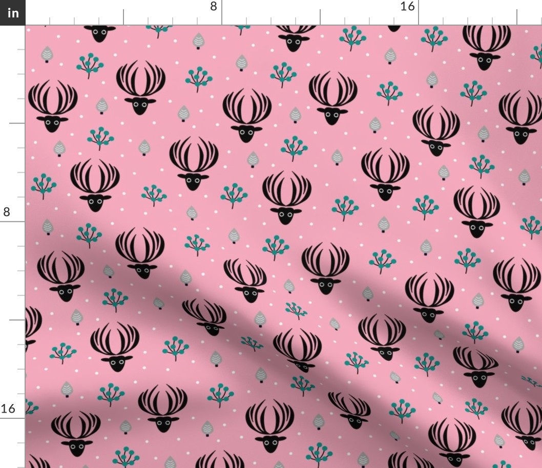 Reindeer winter wonderland Christmas seasonal woodland theme design night garden gender neutral girls pink