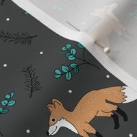 Little Fox forest love winter wonderland Christmas design gender neutral gray