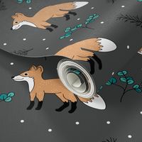 Little Fox forest love winter wonderland Christmas design gender neutral gray