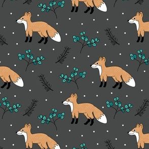 Little Fox forest love winter wonderland Christmas design gender neutral gray