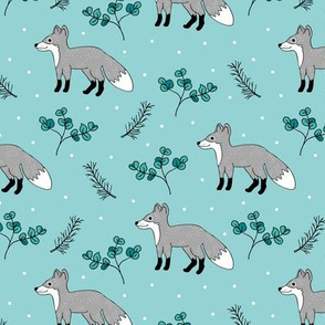 Little Fox forest love winter wonderland Christmas design gender blue boys