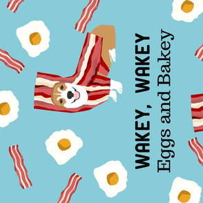Eggs and Bacon Corgi Tea Towel - kitchen tea towel, dish towel, eggs and bakey, corgi bacon costume, cute corgi  dog, dog illustration - pet friendly design