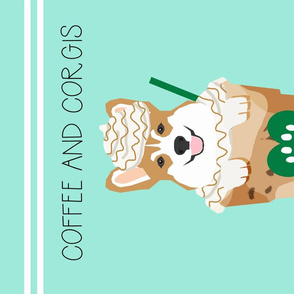 Coffee and Corgis Tea Towel - Corgi Puppuccino - dog tea towel, kitchen tea towel, dish towel, dogs and coffee tea towel, pet friendly design