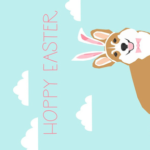 Hoppy Easter Corgi Dog Tea towel - easter corgi dog, dog illustration, cute corgi dog, dog pattern, dogs kitchen towel, dish tea towel, pet friendly design