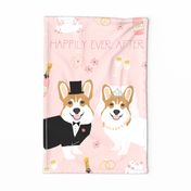 Corgi Wedding Tea Towel - cute dogs, dog tea towel, dog towel, cute dog, corgi wedding, corgi design - pet friendly design