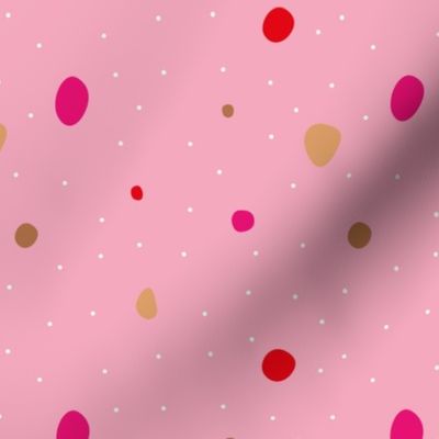 Paper cut confetti party little dots and snow flakes red pink