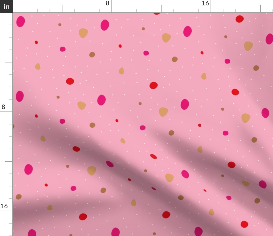 Paper cut confetti party little dots and snow flakes red pink