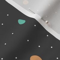 Paper cut confetti party little dots and snow flakes cosmic planet night
