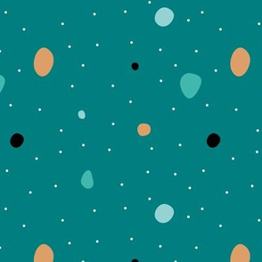Paper cut confetti party little dots and snow flakes teal mint