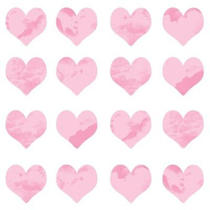 2" watercolor hearts fabric.  watercolor hearts fabric - valentines day fabric, valentines fabric, watercolor girly fabric - pastel pink