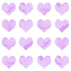 2" watercolor hearts fabric.  watercolor hearts fabric - valentines day fabric, valentines fabric, watercolor girly fabric - lavender