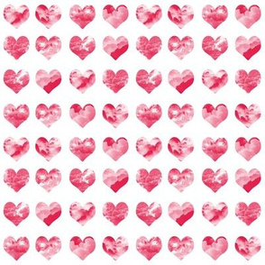1" watercolor hearts fabric.  watercolor hearts fabric - valentines day fabric, valentines fabric, watercolor girly fabric - red