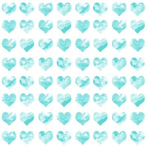 1" watercolor hearts fabric.  watercolor hearts fabric - valentines day fabric, valentines fabric, watercolor girly fabric - aqua