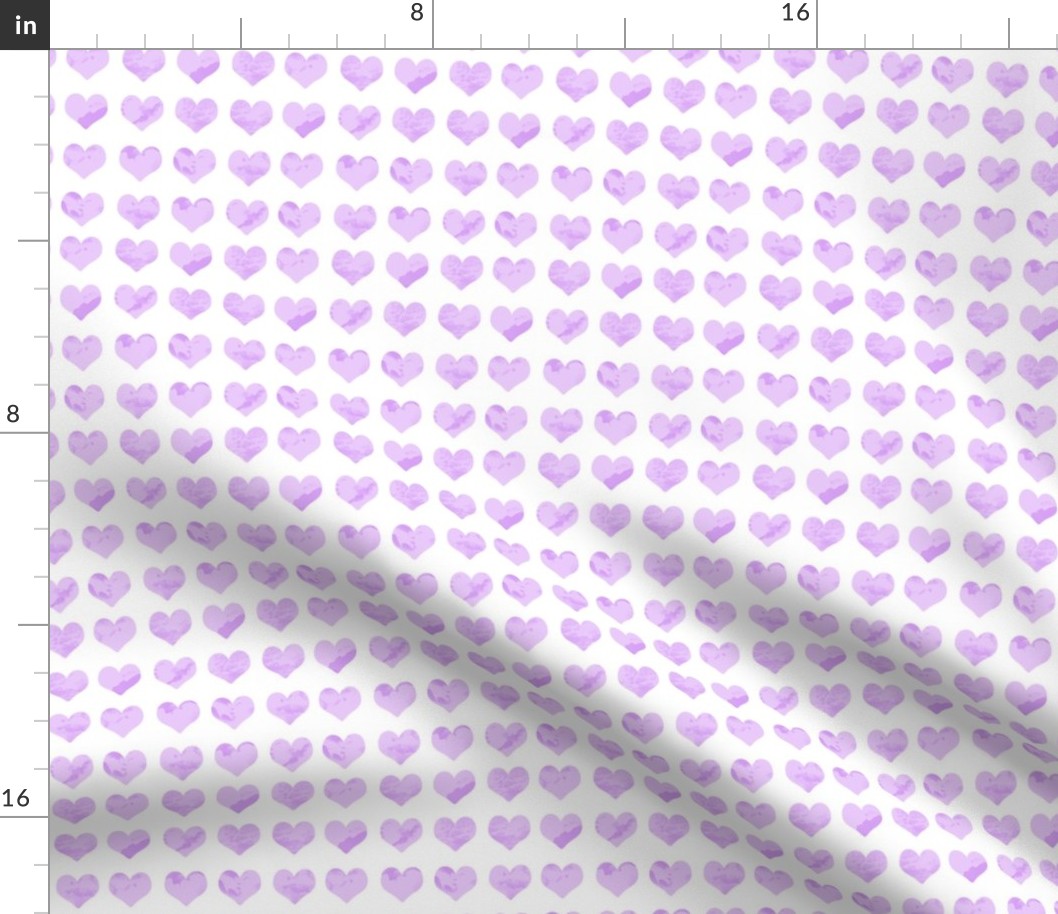 1" watercolor hearts fabric.  watercolor hearts fabric - valentines day fabric, valentines fabric, watercolor girly fabric - lavender