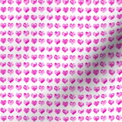 1/4" tiny watercolor heart fabric - micro print, mini print, cute tiny watercolors hearts - bright pink