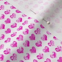 1/4" tiny watercolor heart fabric - micro print, mini print, cute tiny watercolors hearts - bright pink