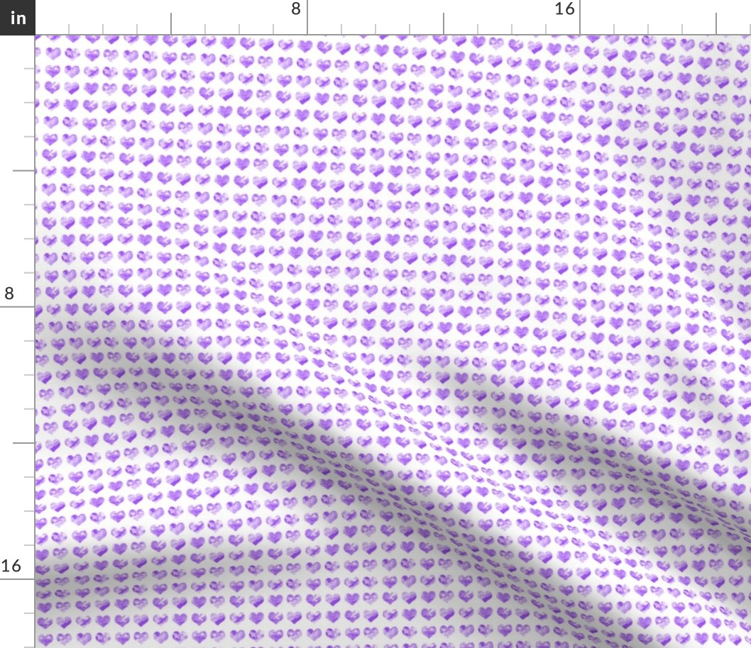 1/4" tiny watercolor heart fabric - micro print, mini print, cute tiny watercolors hearts - bright purple