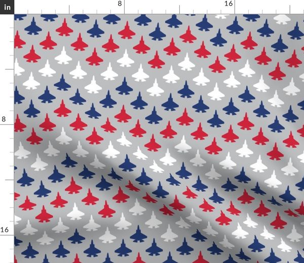 Red White And Blue By Robyriker Plane Patriotic Fabric Plane America USA Cotton Fabric By The Yard With Spoonflower Jet Chevron F-22