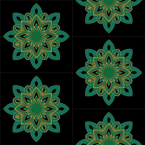 Mandala - Seedpod Green and Gold - Medium Scale