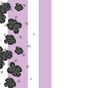 Black & Gray Painted Poppies on Lilac and White