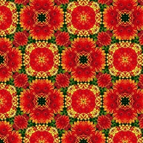 Red & Yellow Flower Circles Pattern 