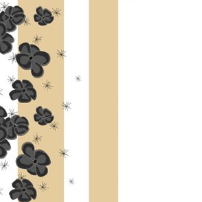 Black & Gray Painted Poppies on Tan and White