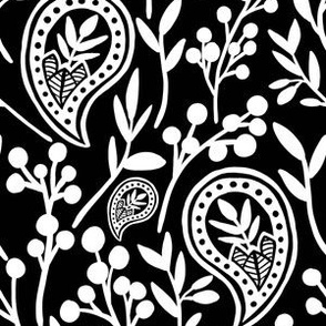 Black and White Paisley-Black