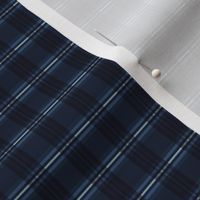 Indigo Blue Tartan Stripes Chequered Woven